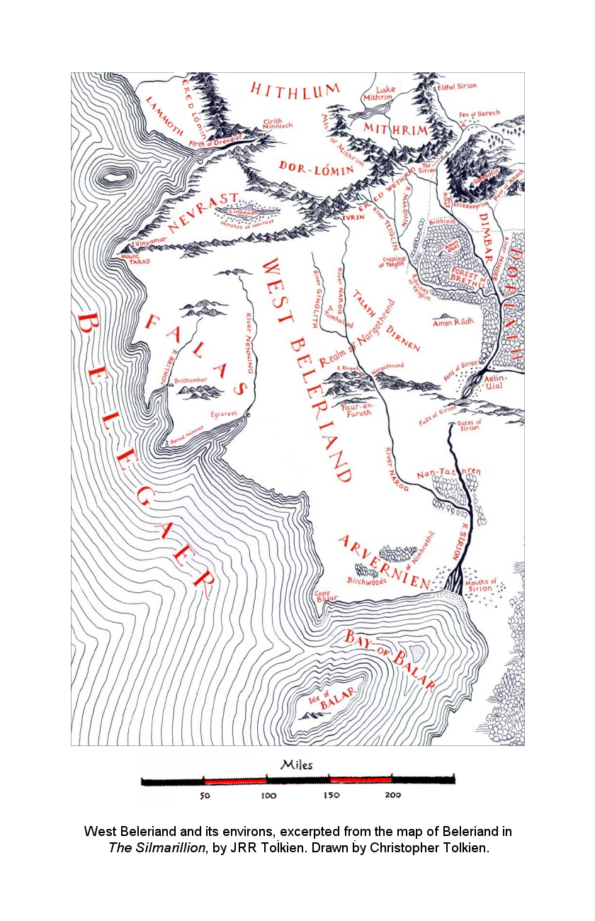 Beleriand  Middle earth, Silmarillion map, Tolkien